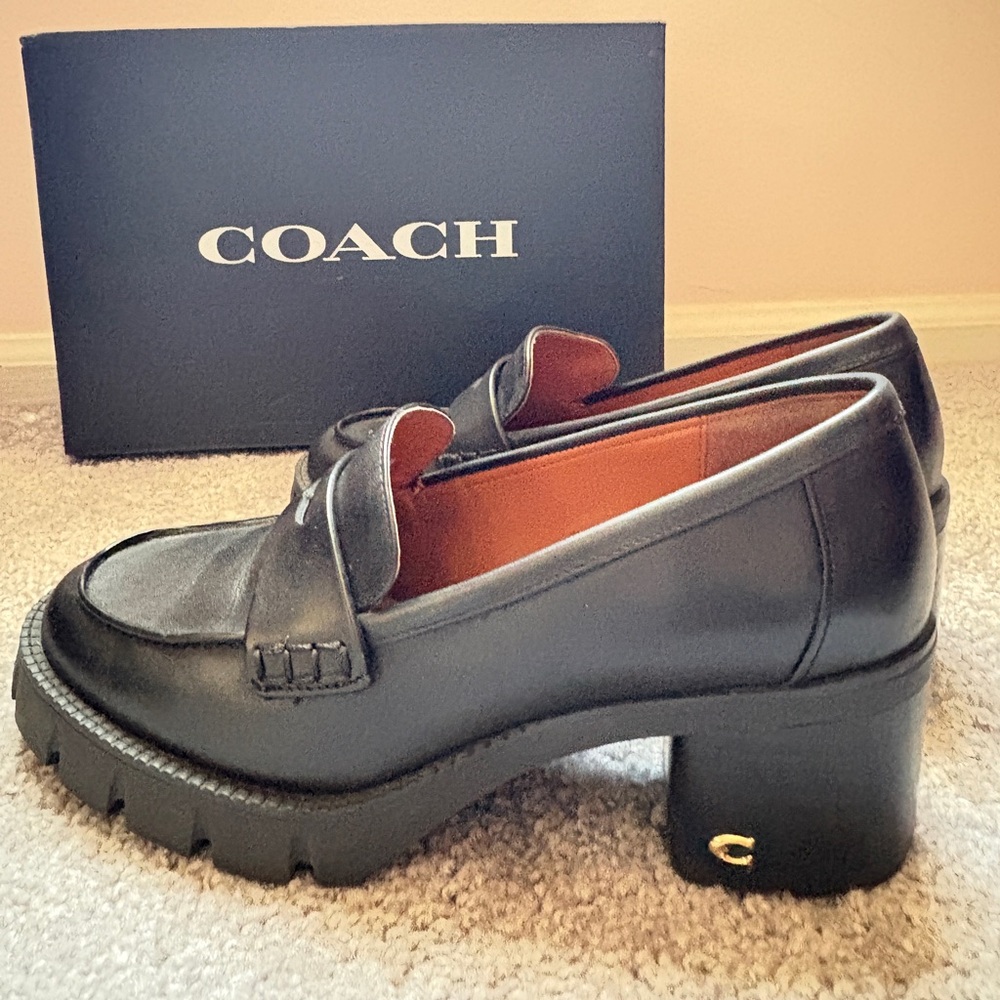 Coach Black Leather Penny Loafers - Picture 3 of 6